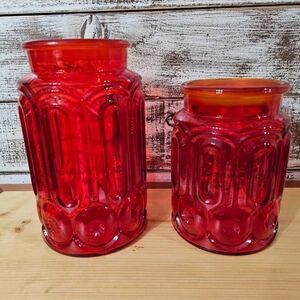 Elegant Red Glass Vase Set